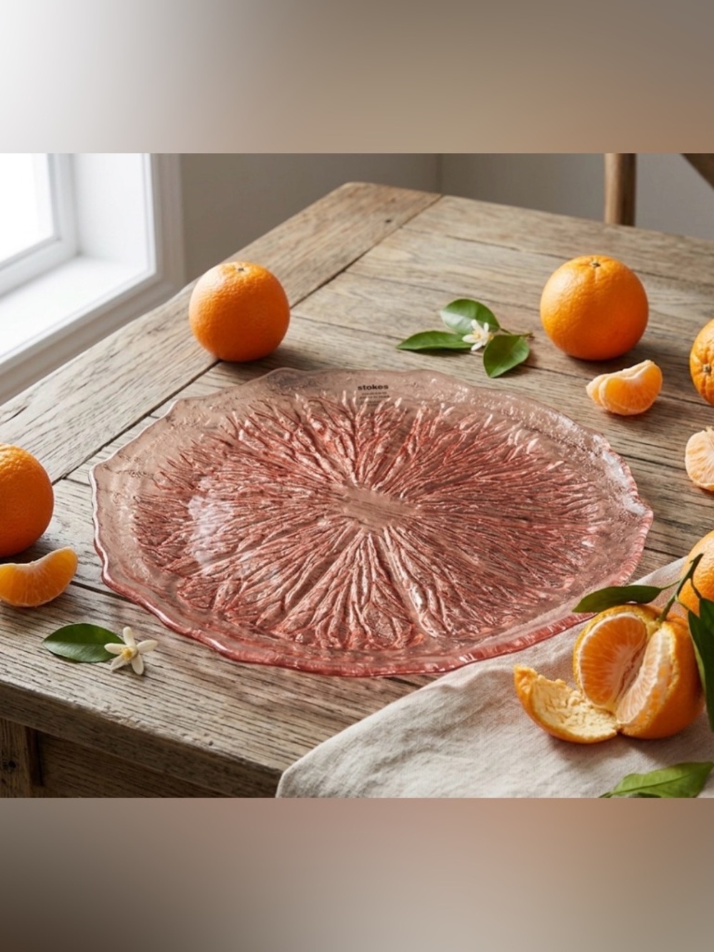 Orange Textured Glass Serving Platter